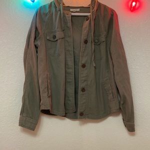 Army green women’s jacket with hood